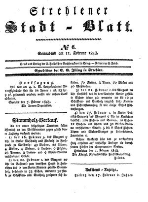 Strehlener Stadtblatt vom 11.02.1843