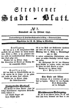 Strehlener Stadtblatt on Feb 18, 1843