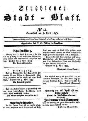 Strehlener Stadtblatt vom 08.04.1843