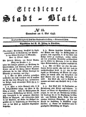 Strehlener Stadtblatt vom 06.05.1843