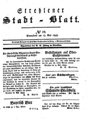 Strehlener Stadtblatt vom 13.05.1843