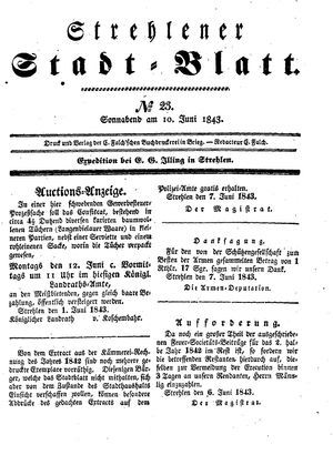 Strehlener Stadtblatt on Jun 10, 1843