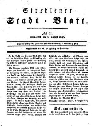 Strehlener Stadtblatt vom 05.08.1843