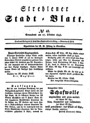 Strehlener Stadtblatt on Oct 27, 1843