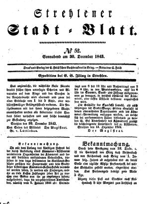 Strehlener Stadtblatt on Dec 30, 1843