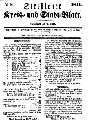 Strehlener Kreis- und Stadtblatt vom 02.03.1844