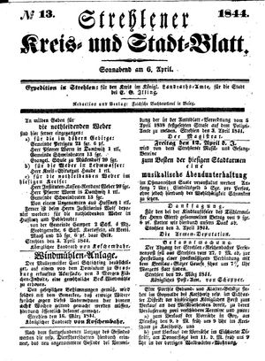 Strehlener Kreis- und Stadtblatt vom 06.04.1844