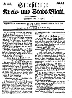 Strehlener Kreis- und Stadtblatt vom 13.04.1844