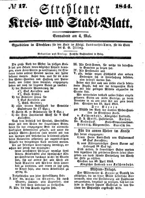 Strehlener Kreis- und Stadtblatt on May 4, 1844
