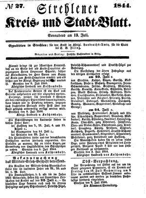Strehlener Kreis- und Stadtblatt vom 13.07.1844