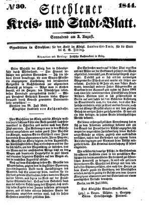 Strehlener Kreis- und Stadtblatt vom 03.08.1844
