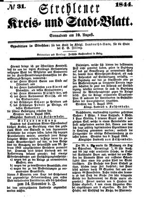 Strehlener Kreis- und Stadtblatt on Aug 10, 1844