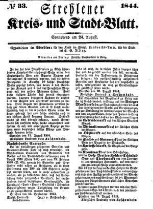Strehlener Kreis- und Stadtblatt on Aug 24, 1844
