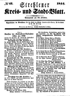 Strehlener Kreis- und Stadtblatt vom 19.10.1844