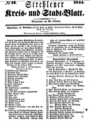Strehlener Kreis- und Stadtblatt vom 26.10.1844