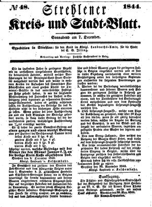 Strehlener Kreis- und Stadtblatt vom 07.12.1844