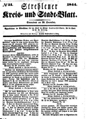 Strehlener Kreis- und Stadtblatt vom 28.12.1844