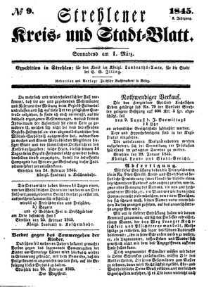 Strehlener Kreis- und Stadtblatt vom 01.03.1845