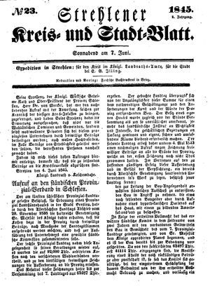 Strehlener Kreis- und Stadtblatt on Jun 7, 1845
