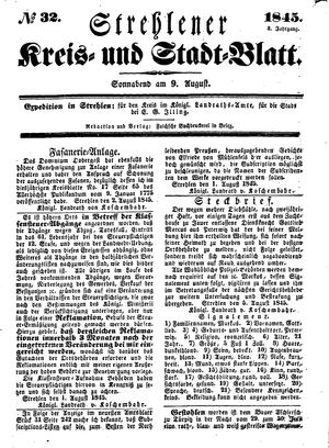 Strehlener Kreis- und Stadtblatt vom 09.08.1845
