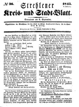 Strehlener Kreis- und Stadtblatt vom 06.09.1845