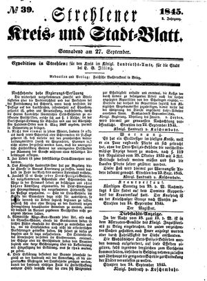 Strehlener Kreis- und Stadtblatt on Sep 27, 1845