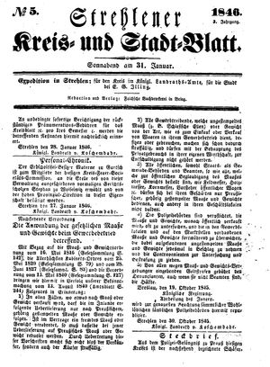 Strehlener Kreis- und Stadtblatt vom 31.01.1846