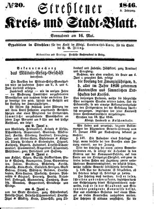 Strehlener Kreis- und Stadtblatt on May 16, 1846