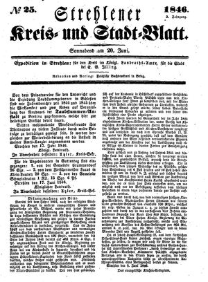 Strehlener Kreis- und Stadtblatt vom 20.06.1846
