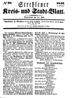 Strehlener Kreis- und Stadtblatt vom 11.07.1846