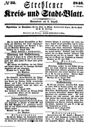 Strehlener Kreis- und Stadtblatt vom 08.08.1846