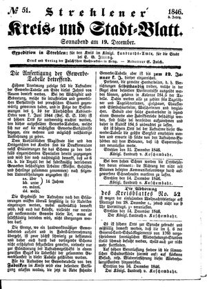 Strehlener Kreis- und Stadtblatt vom 19.12.1846