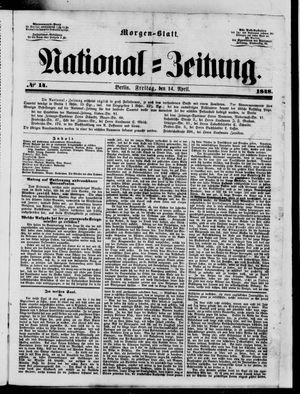 Nationalzeitung vom 14.04.1848