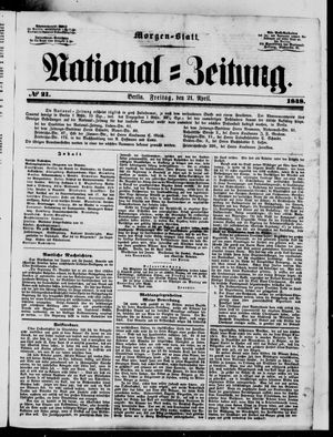 Nationalzeitung vom 21.04.1848