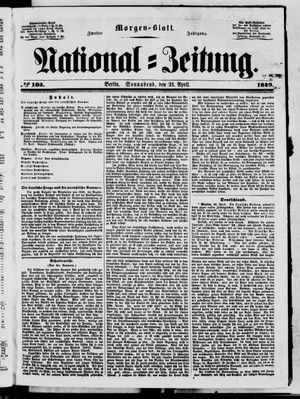 Nationalzeitung vom 21.04.1849