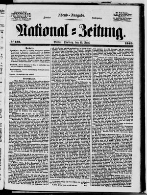 Nationalzeitung vom 15.06.1849
