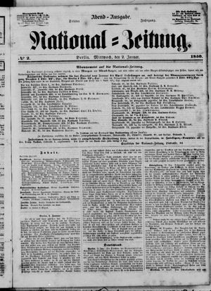 Nationalzeitung vom 02.01.1850