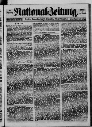 Nationalzeitung vom 19.09.1850