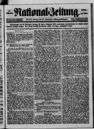 Nationalzeitung vom 20.09.1850