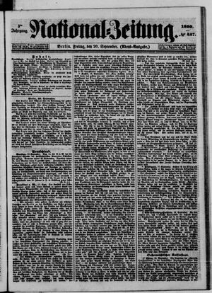 Nationalzeitung vom 20.09.1850