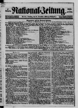 Nationalzeitung vom 31.12.1850