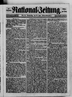 Nationalzeitung vom 26.06.1851