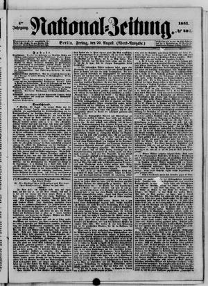 Nationalzeitung vom 29.08.1851