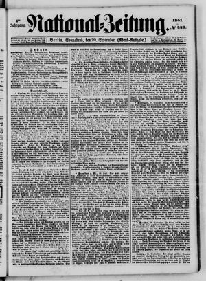 Nationalzeitung vom 20.09.1851