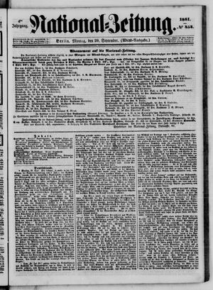 Nationalzeitung vom 29.09.1851