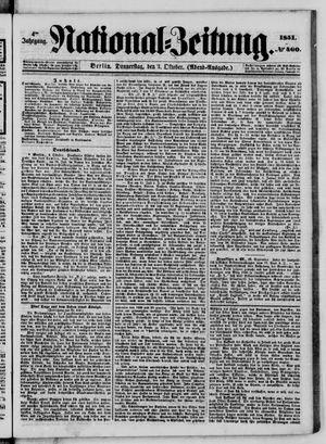 Nationalzeitung vom 02.10.1851
