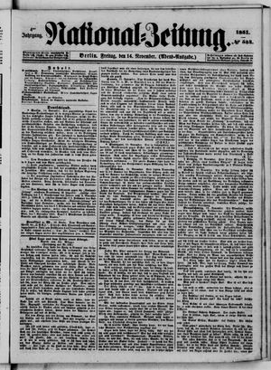 Nationalzeitung vom 14.11.1851