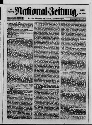 Nationalzeitung vom 03.03.1852