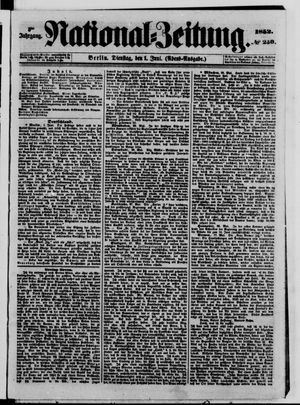 Nationalzeitung vom 01.06.1852