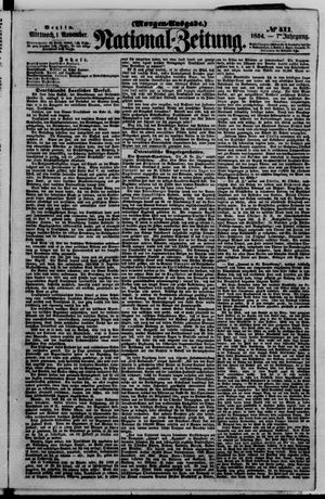 Nationalzeitung vom 01.11.1854